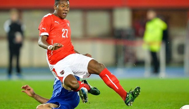 David Alaba suffered the injury while playing for Austria